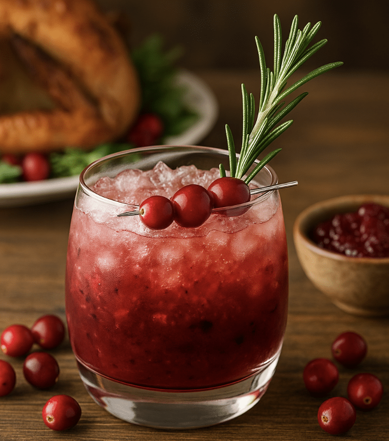 Cranberry Bourbon Smash – Festive Thanksgiving Cocktail with Cranberries and Rosemary